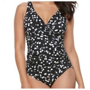 TRIMSHAPER Women Size 12 Haute Spots Megan One Piece Swimsuit‎ Slimming Coastal